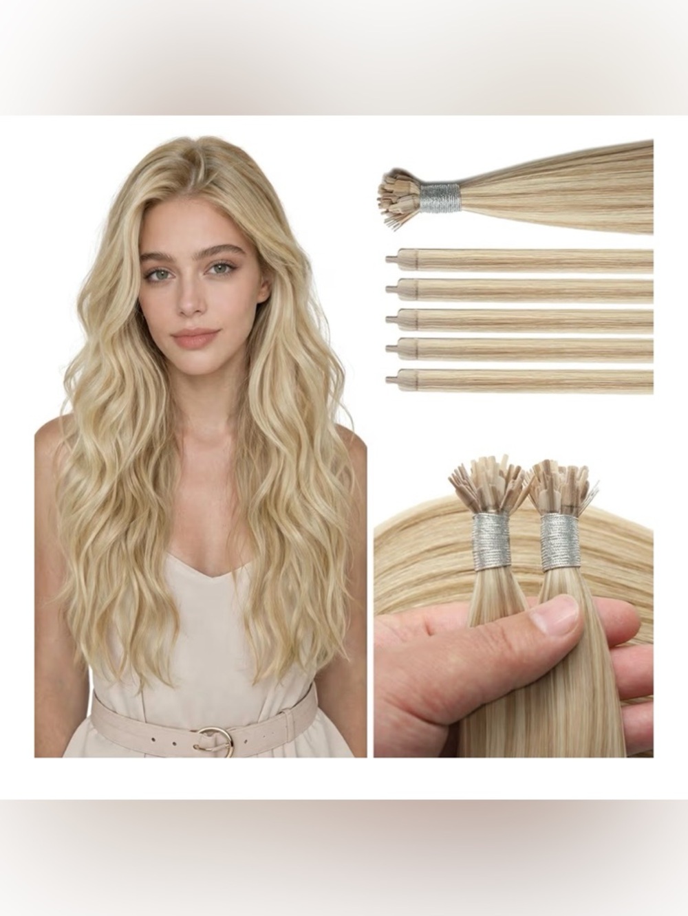 Blonde Keratin Tip Hair Extensions - Natural Light Blonde